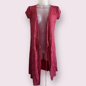 Express Raspberry Open Front Long Cardigan Short Sleeve Size XS